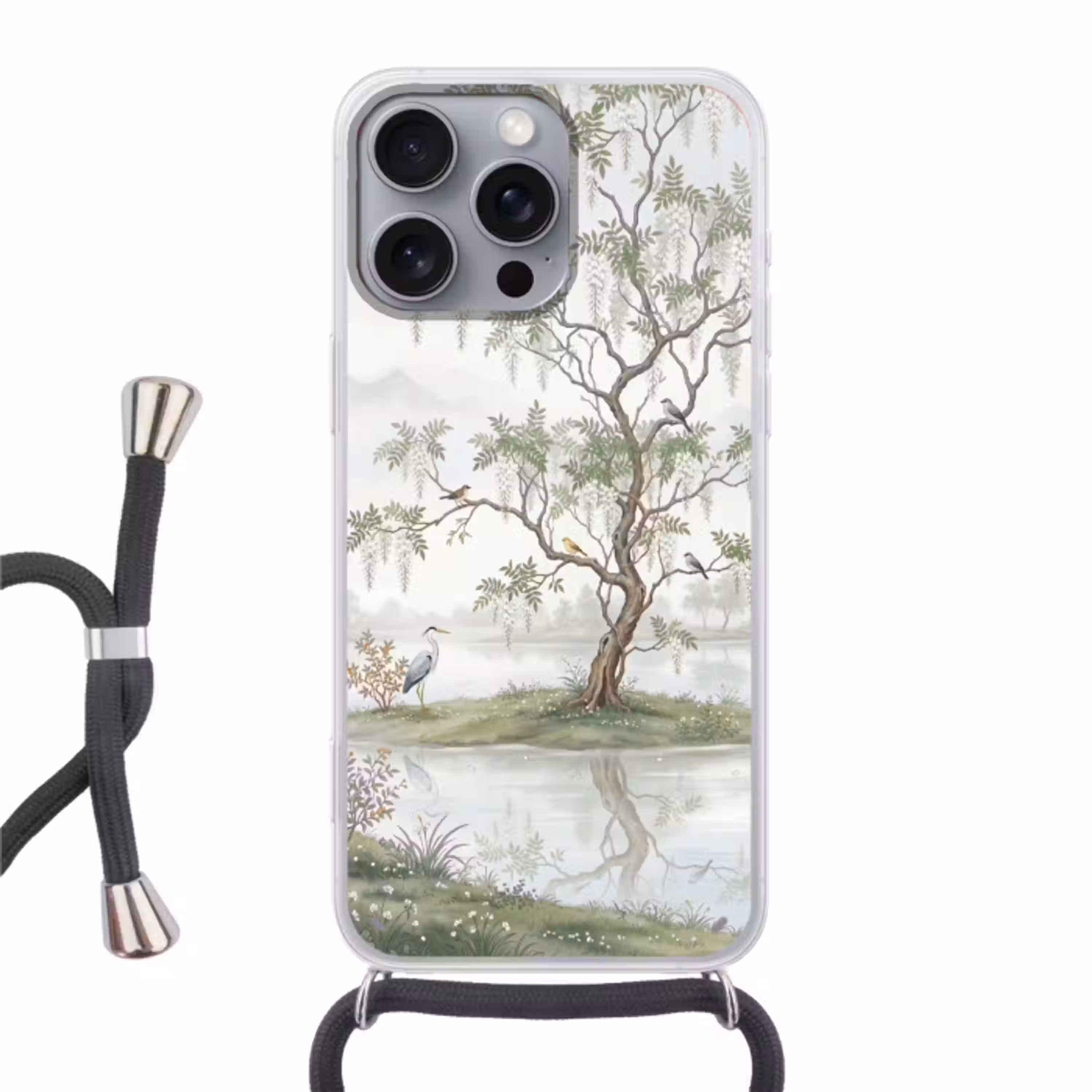 Reiger - Landschap - Groen Hoesje iPhone 16 Pro Max met koord klein -3d