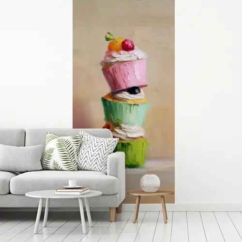 Cupcakes - Gestapeld - Kleurrijk - Fruit fotobehang vinyl groot -woonkamer