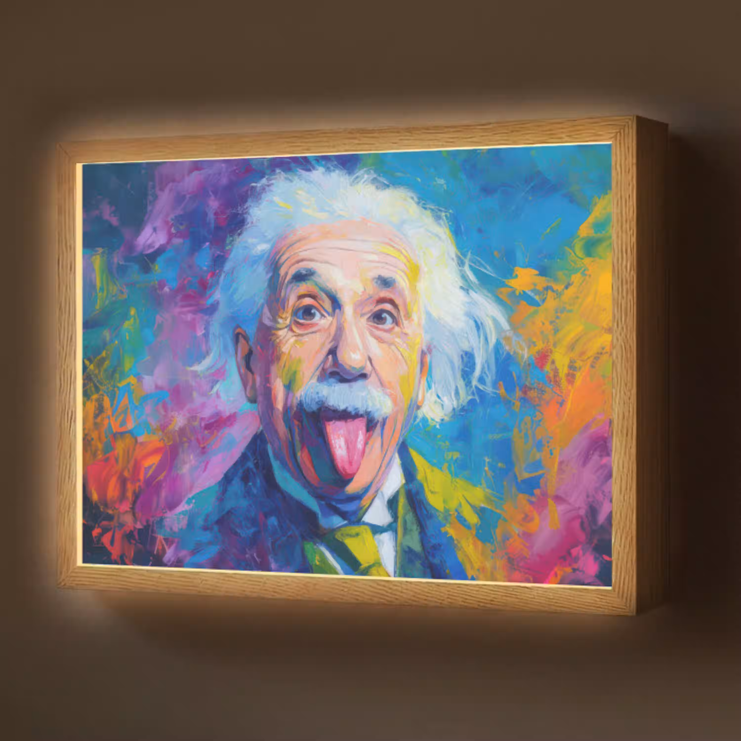 Oude man - Expressief - Kleurrijk Light Box met batterij (Wandlamp) middel -z3d_website