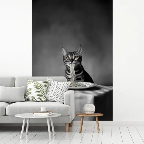 Bengaal - Kat - Tafelkleed - Zwart - Wit - Dier fotobehang vinyl groot -woonkamer