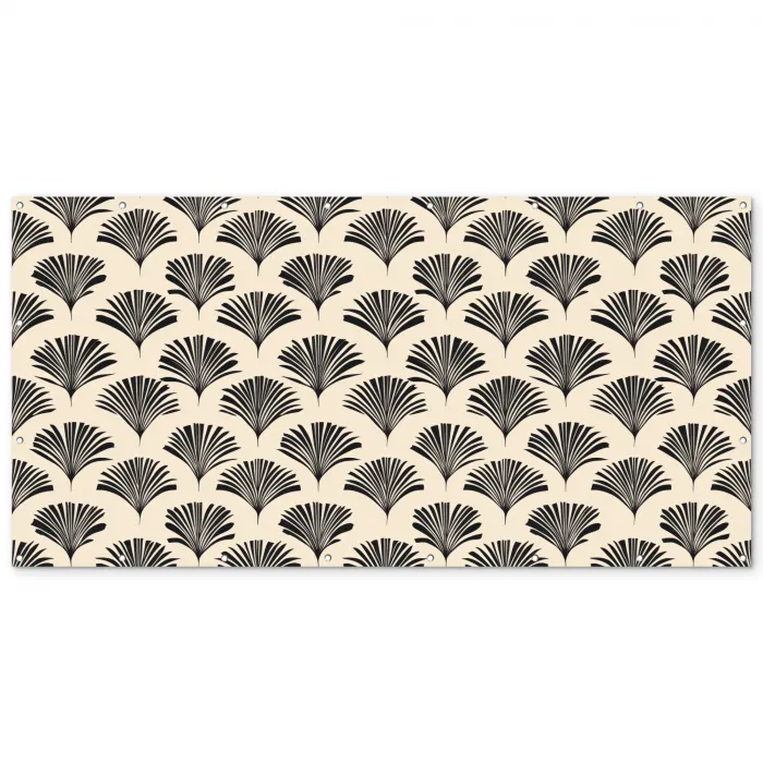 Waaiers - Botanisch - Zwart - Beige Balkonbeschermer Duitsland klein 596 -zz_3d