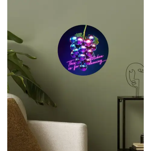 Quote - Neon - Disco - Druiven Wandcirkel behangsticker klein -sfeer2