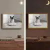 Kat - Siamees - Zwart Wit - Schattig - Dieren Light Box met batterij (Wandlamp) middel -sfeer3