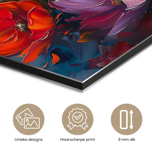 Bloemen - Kunst - Watercolor - Botanisch aluminium wit klein -closeup_NL