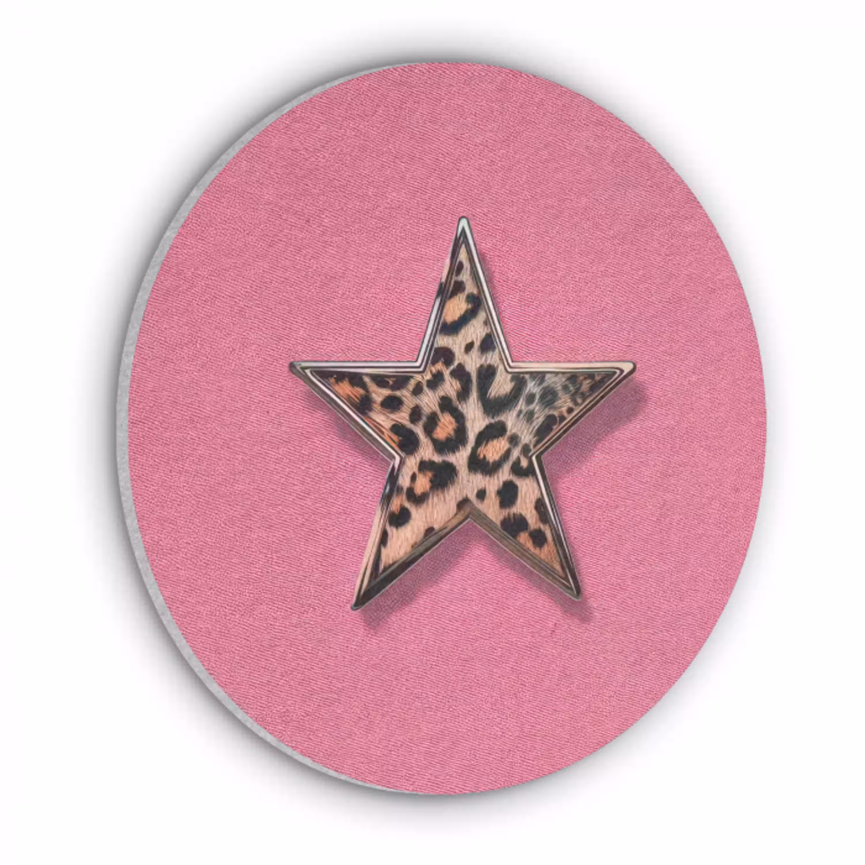 Ster - Luipaard - Print - Roze Akoestische PET Vilt - Rond klein -3d