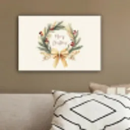 Kerstkrans - Kerst - Goud - Beige canvas 2cm klein -sfeer3