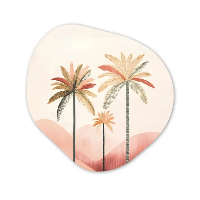 Organisch schilderij forex - Palmbomen - Heuvels - Minimalistisch - Zachtroze