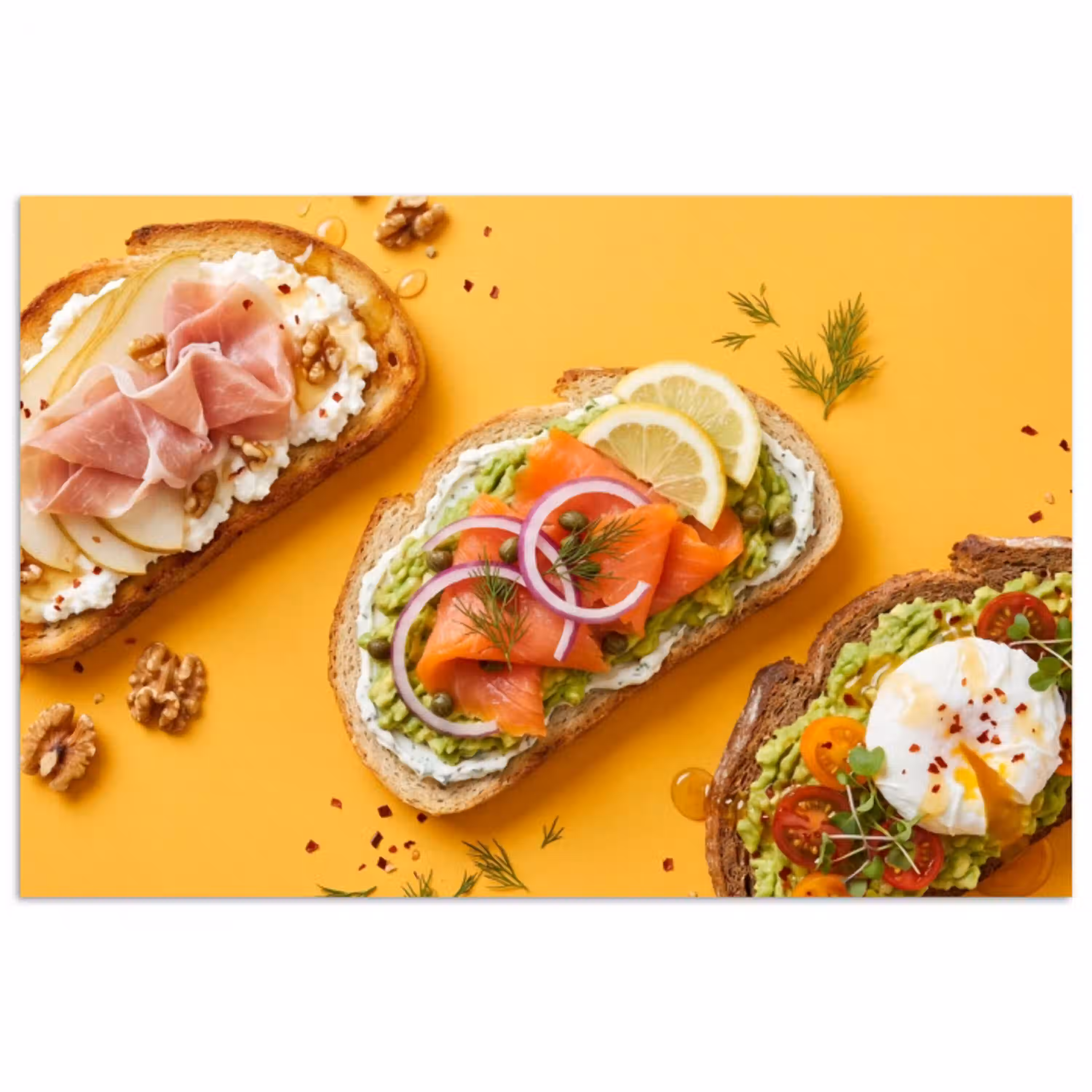 Eten - Brood - Ontbijt - Modern - Kleurrijk poster papier klein -3d