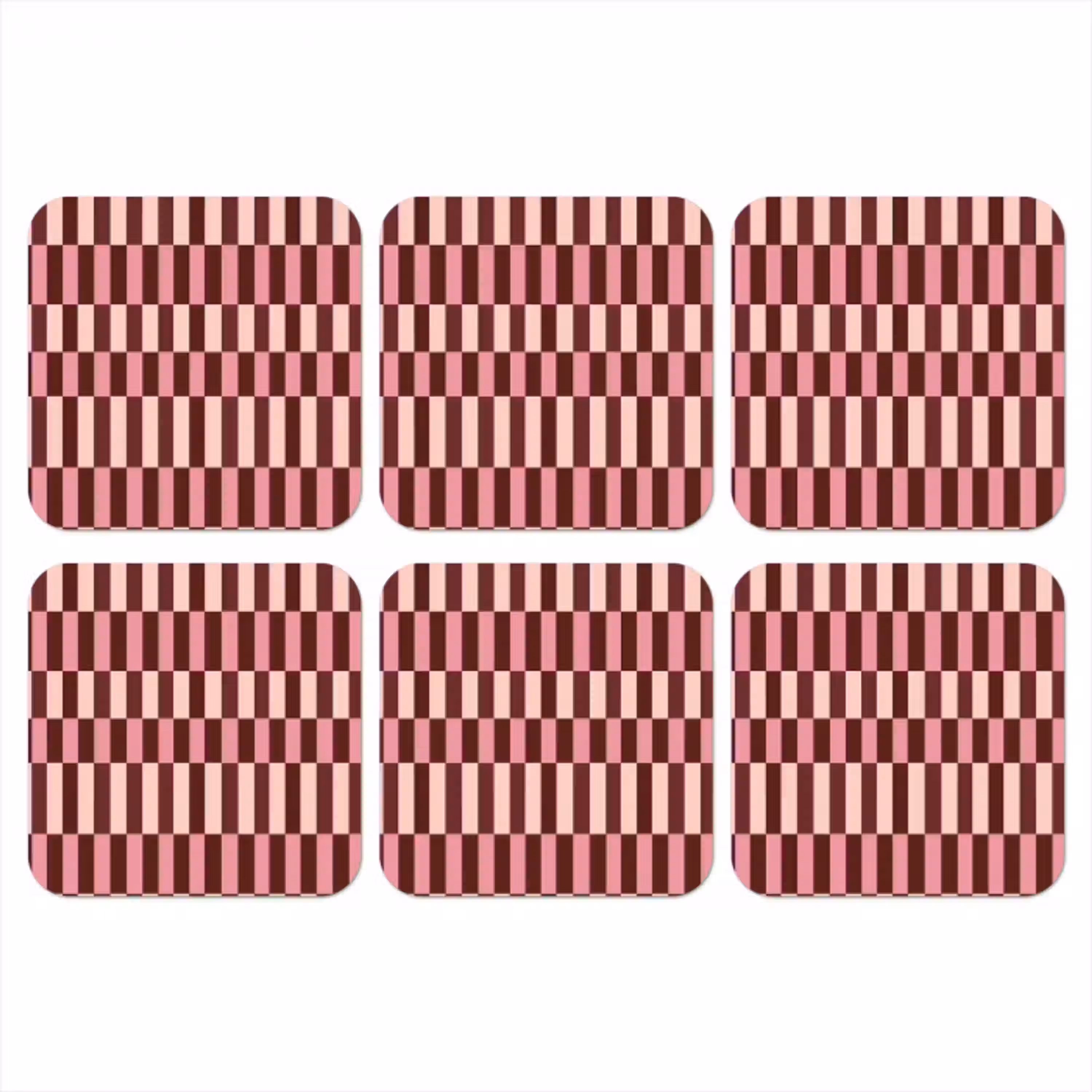 Roze - Rood - Blokjes onderzetter kurk middel 366 -3d