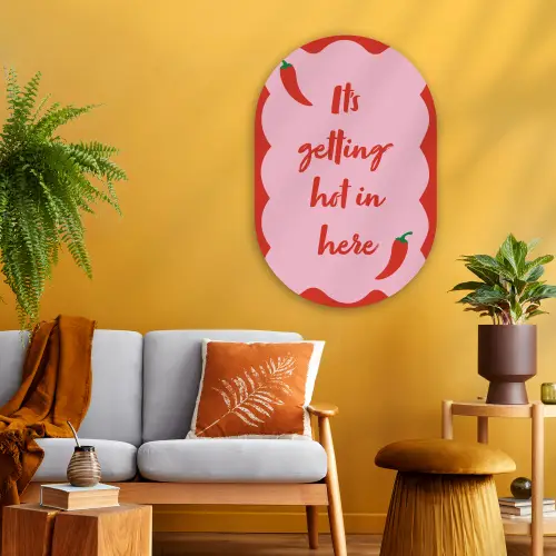 Chilipeper - Red - Hot - Quotes Wandcirkel Ovaal Glas middel -sfeer4