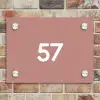 Effen oudroze - Traditioneel Naambord Rechthoek middel -sfeer3