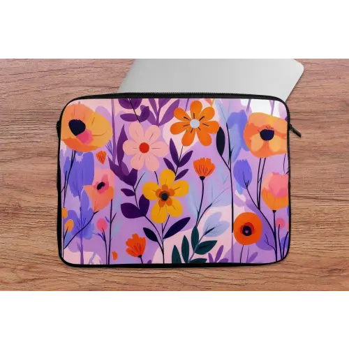 Bloemen - Kleurrijk - Bladeren laptophoes neopreen klein -tafel