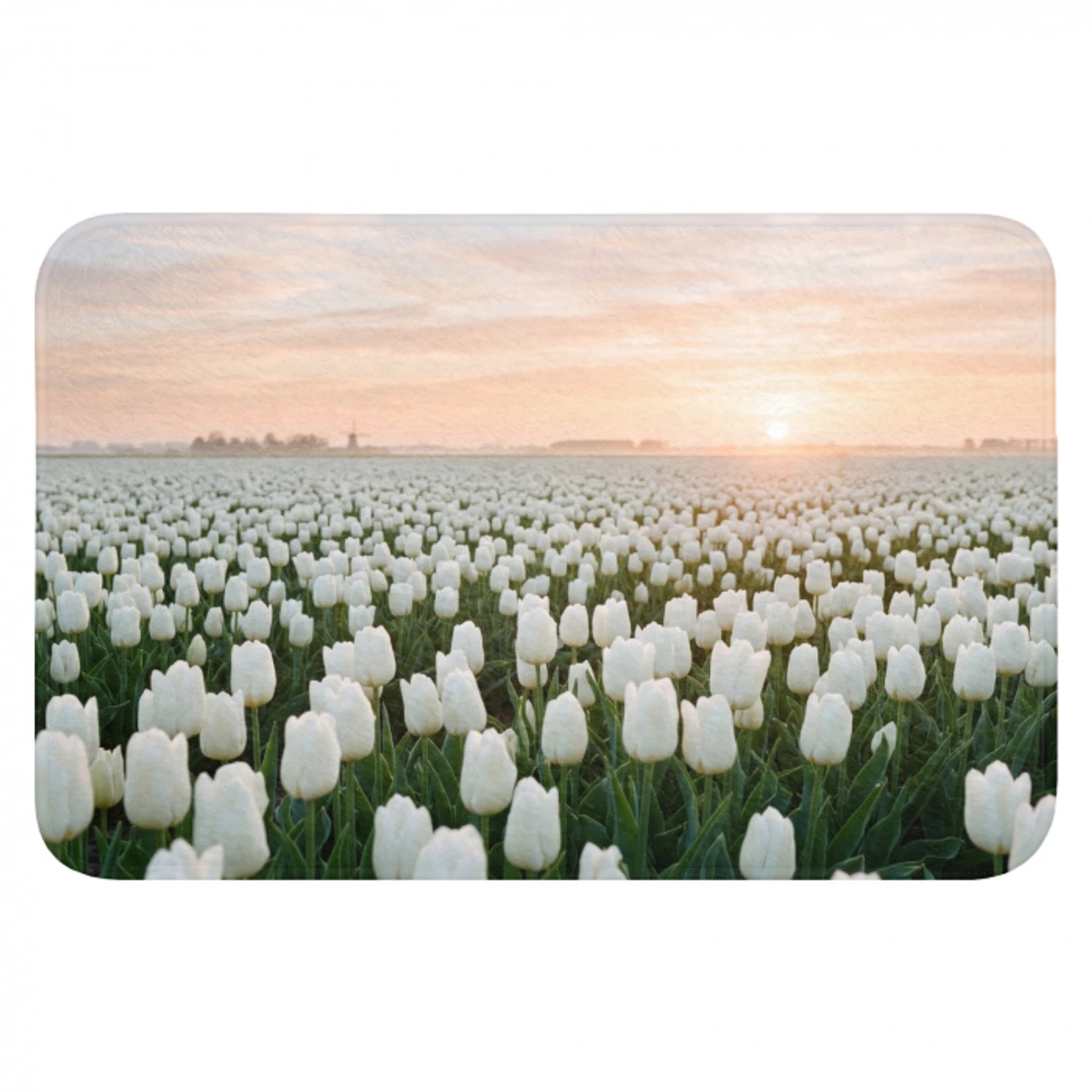 Tulpen - Landschap - Wit Badmat klein -3d
