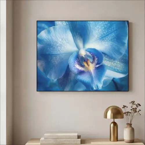 Blauw - Orchidee - Elegeant Textielframe - compleet frame klein -sfeer2