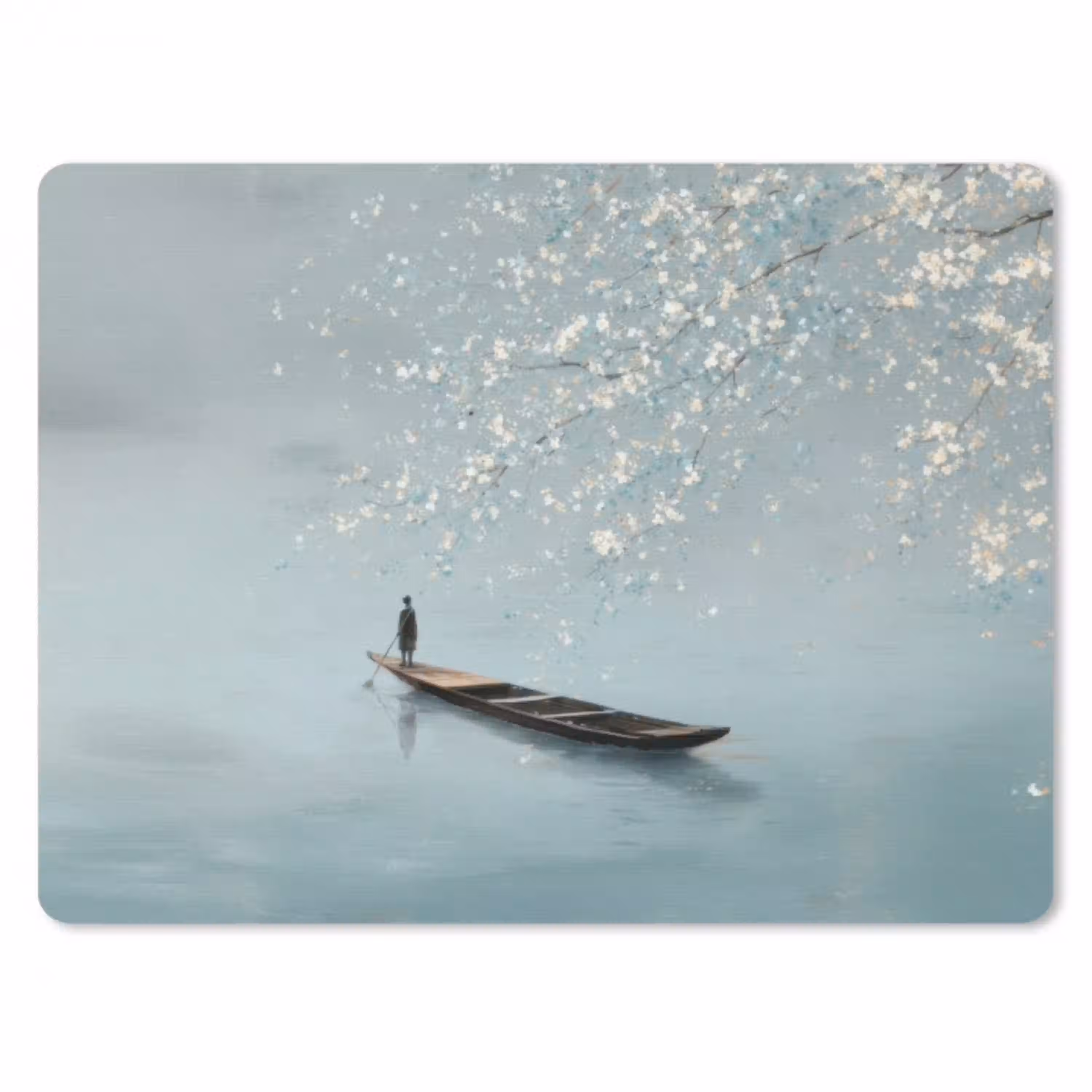 Bloesems - Minimalistisch - Wateroppervlak - Boot muismat rubber klein -3d