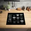Zwart-Wit Menukunst van Koffiespecialiteiten Inductie beschermer vinyl 3mm middel -sfeer5