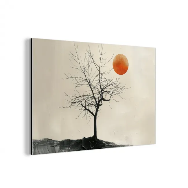 Boom - Zon - Modern - Landschap aluminium wit klein -3d