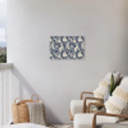 Hazen - Bladeren - Patroon - Blauw - Beige Tuinposter op houten frame 2 cm dik klein 845 -sfeer1