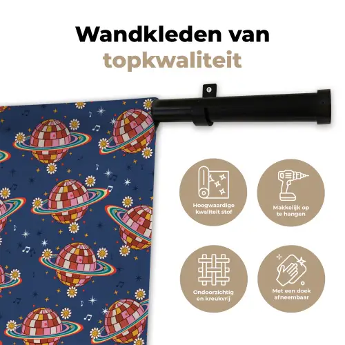 Disco - Blauw - Patroon Wandkleed katoen klein 269 -sfeer2