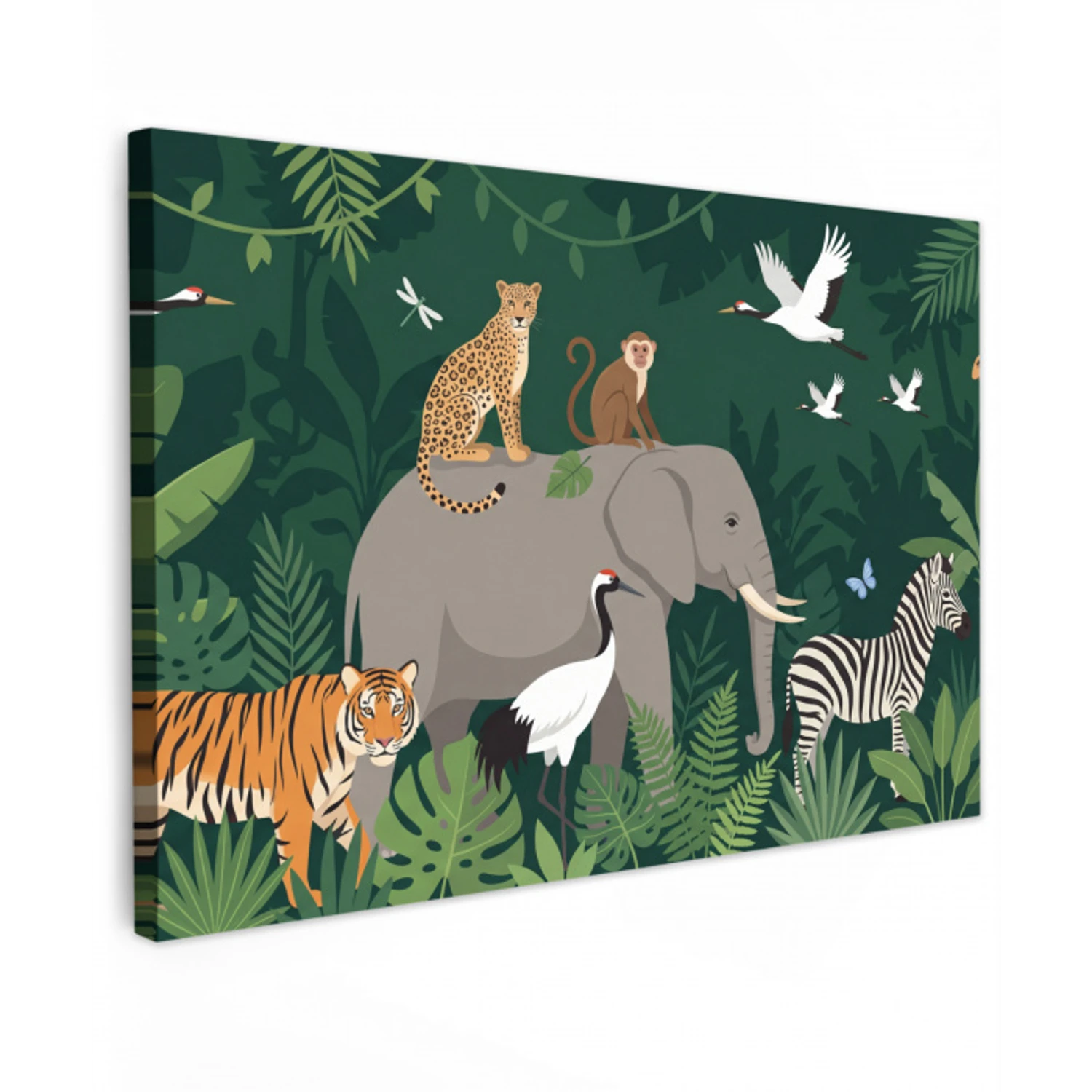 Tropisch - Jungle -  Groen canvas 2cm klein -z3d