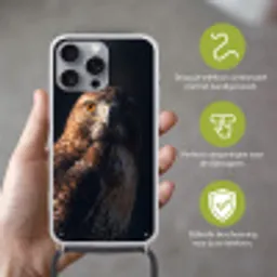 Roofvogel - Buizerd - Bruin Hoesje iPhone 16 Pro Max met koord klein -sfeer2_NL