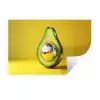 Avocado - Discobal - Geel - Glitter Muursticker klein -3d