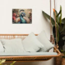 Pauw - Vogel - Bloemen - Planten - Pauwenveren tuinposter los doek klein -sfeer7