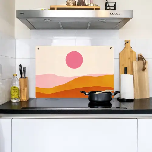 Zon - Heuvels - Abstract - Roze Inductie beschemer met haakjes klein -sfeer2