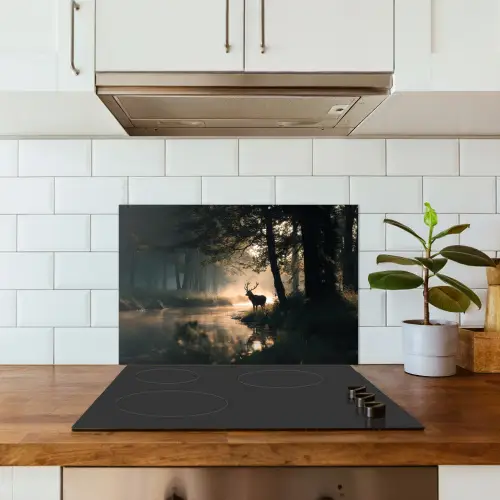 Hert - Bosbeek - Mystiek keuken achterwand spatscherm klein -sfeer2