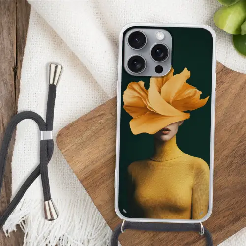 Vrouw - Hoed - Geel Hoesje iPhone 16 Pro Max met koord klein -sfeer4