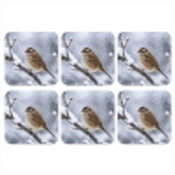 Vogel - Tak - Sneeuw - Winter onderzetter kurk middel -3d
