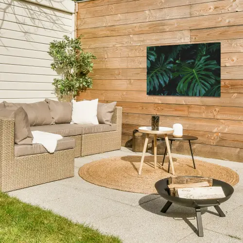 Bladeren - Tropisch - Monstera - Jungle Tuinposter op houten frame 2 cm dik klein -sfeer2