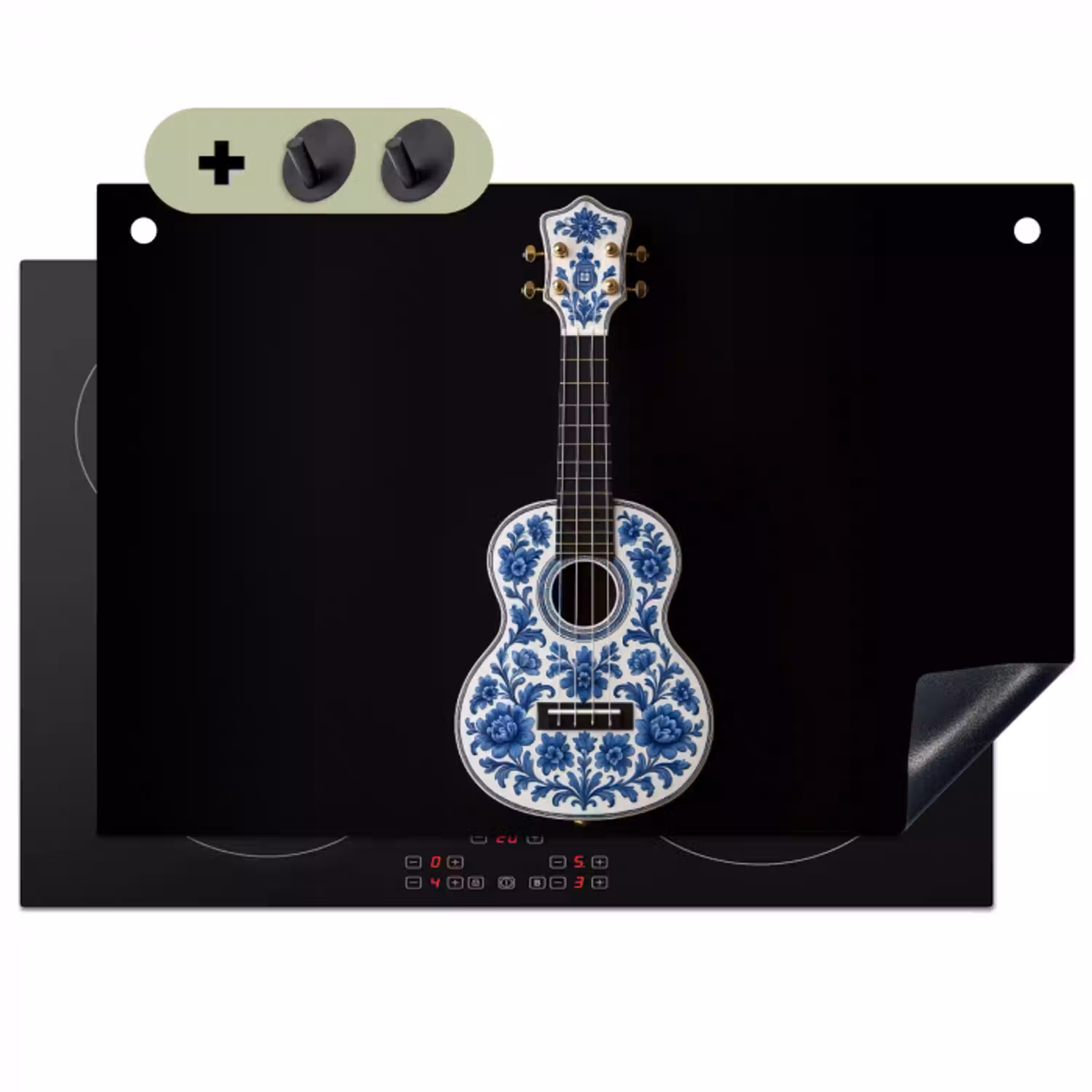 Ukelele - Delfts - Blauw - Muziek Inductie beschemer met haakjes klein -3d