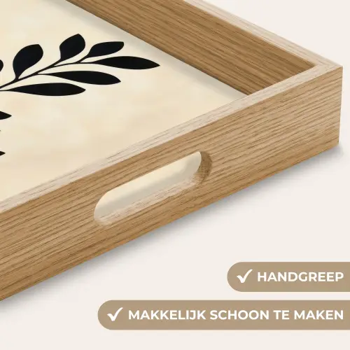 Minimalistisch - Tak - Bladeren - Zwart Dienblad Rechthoek middel -USP_HandgreepNL