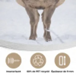 Hert - Winter - Bos - Natuur - Wit Akoestische PET Vilt - Rond klein -closeup_FR