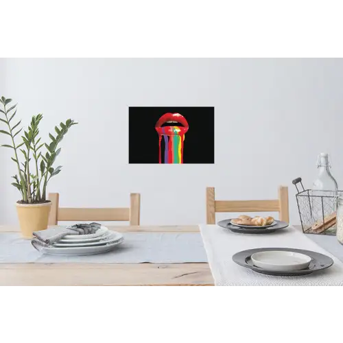 Lippen - Kleuren - Zwart Muursticker klein -eettafel
