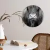 Schotse hooglander - Koe - Zwart - Wit - Dieren Wandcirkel kunststof plaat 5mm dik klein -sfeer4