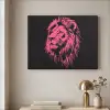 Leeuw - Zwart - Roze - Neon Textielframe zwart klein -sfeer2
