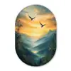 Vogels - Zon - Bomen - Groen Wandcirkel Ovaal Glas middel -3d