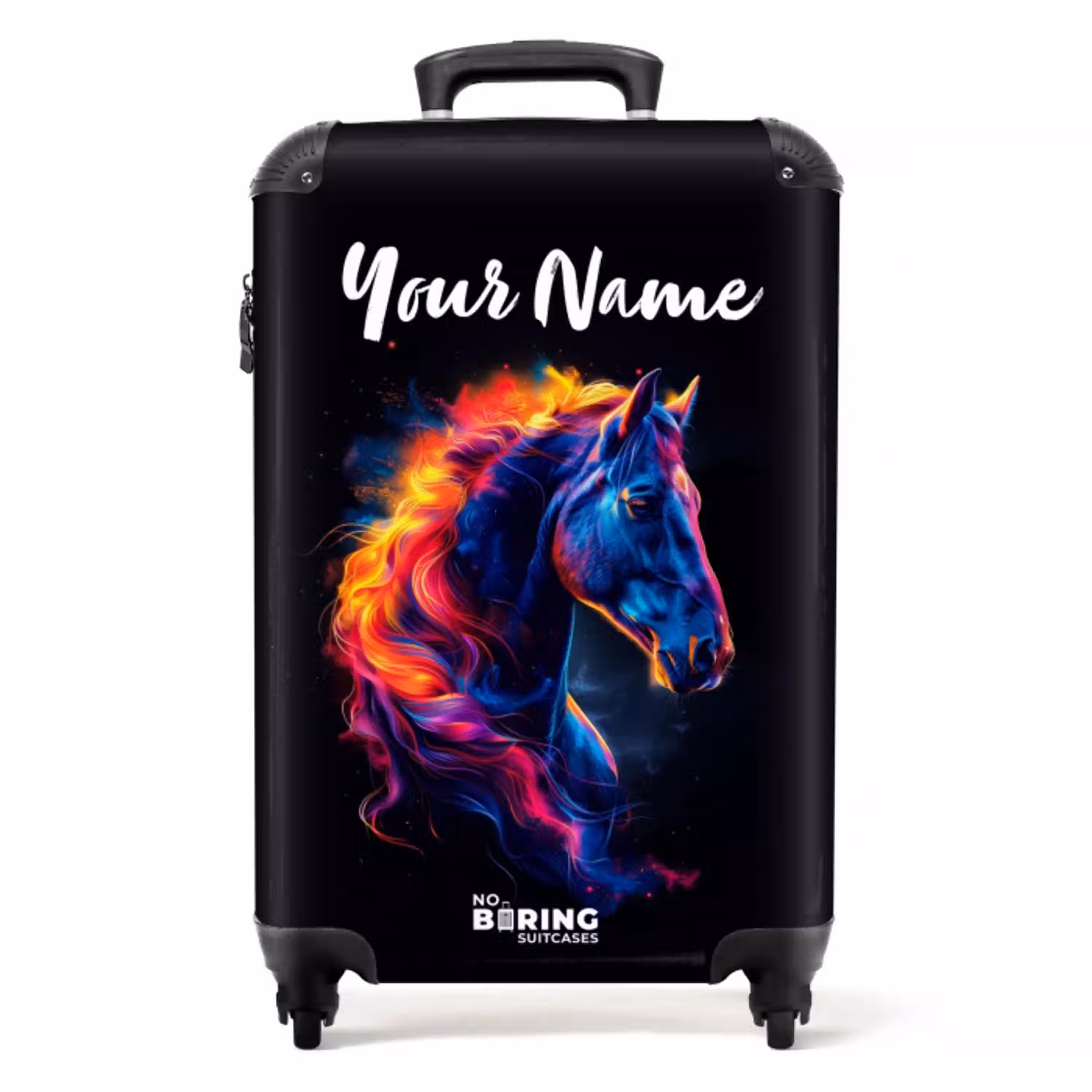 Zijaanzicht van een paard met vurige manen NBS - Handbagage koffer - Kinderen Unisex middel -productfoto_recht