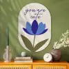 Korenbloem - Valentijn - Bloem - Blauw Wandcirkel Ovaal Glas middel -sfeer2