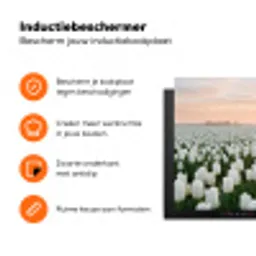 Tulpen - Landschap - Wit Inductie beschermer vinyl 3mm klein -zzzzzzz-td-ups