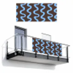 Kronkelende lijnen - Blauw - Bruin - Minimalistisch Balkonbeschermer Duitsland klein 596 -3d