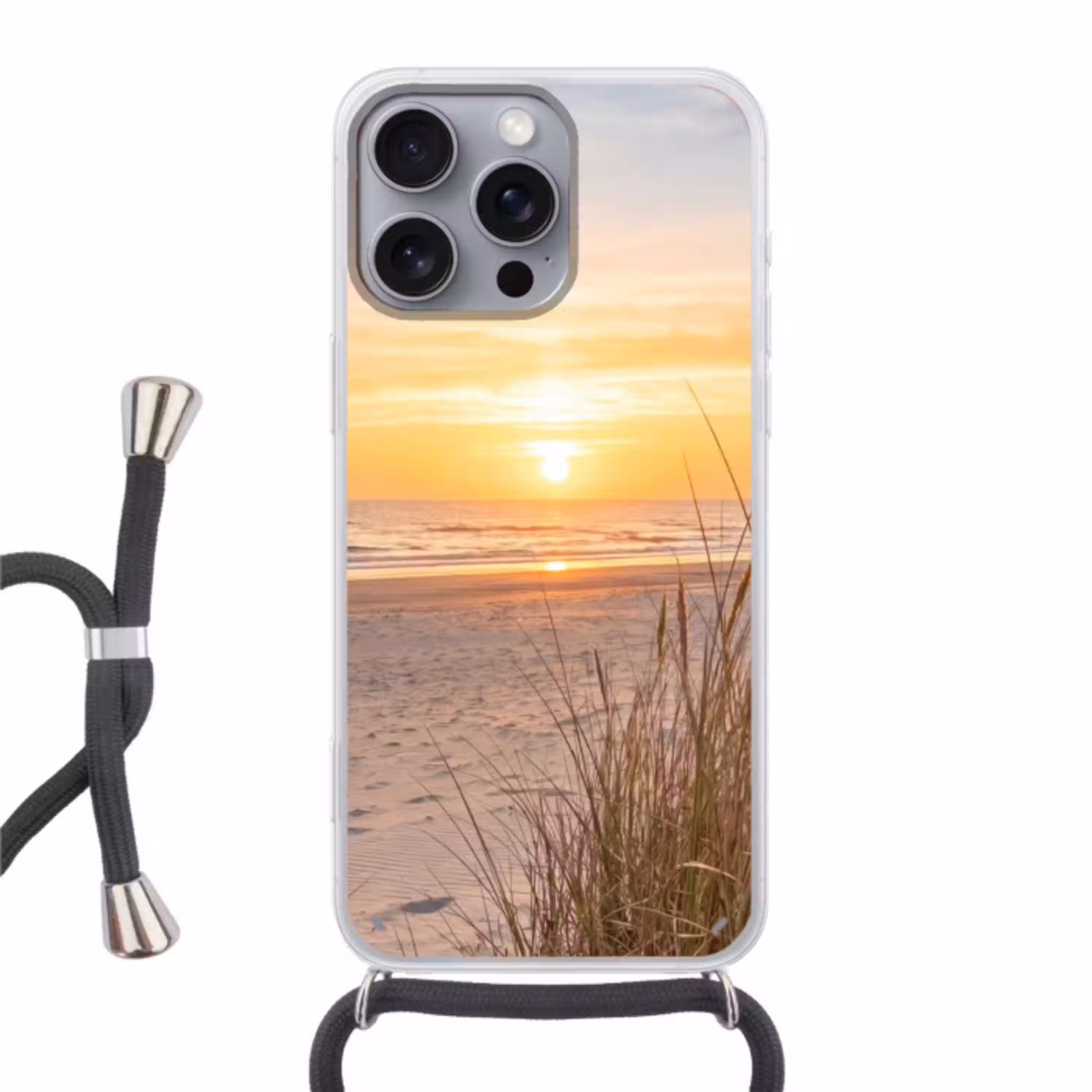 Zonsondergang - Duinen - Zee Hoesje iPhone 16 Pro Max met koord klein -3d