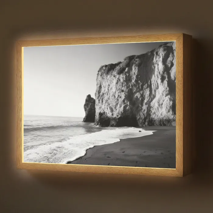 Strand - Klif - Golven - Voetstappen Light Box met batterij (Wandlamp) middel -z3d_website