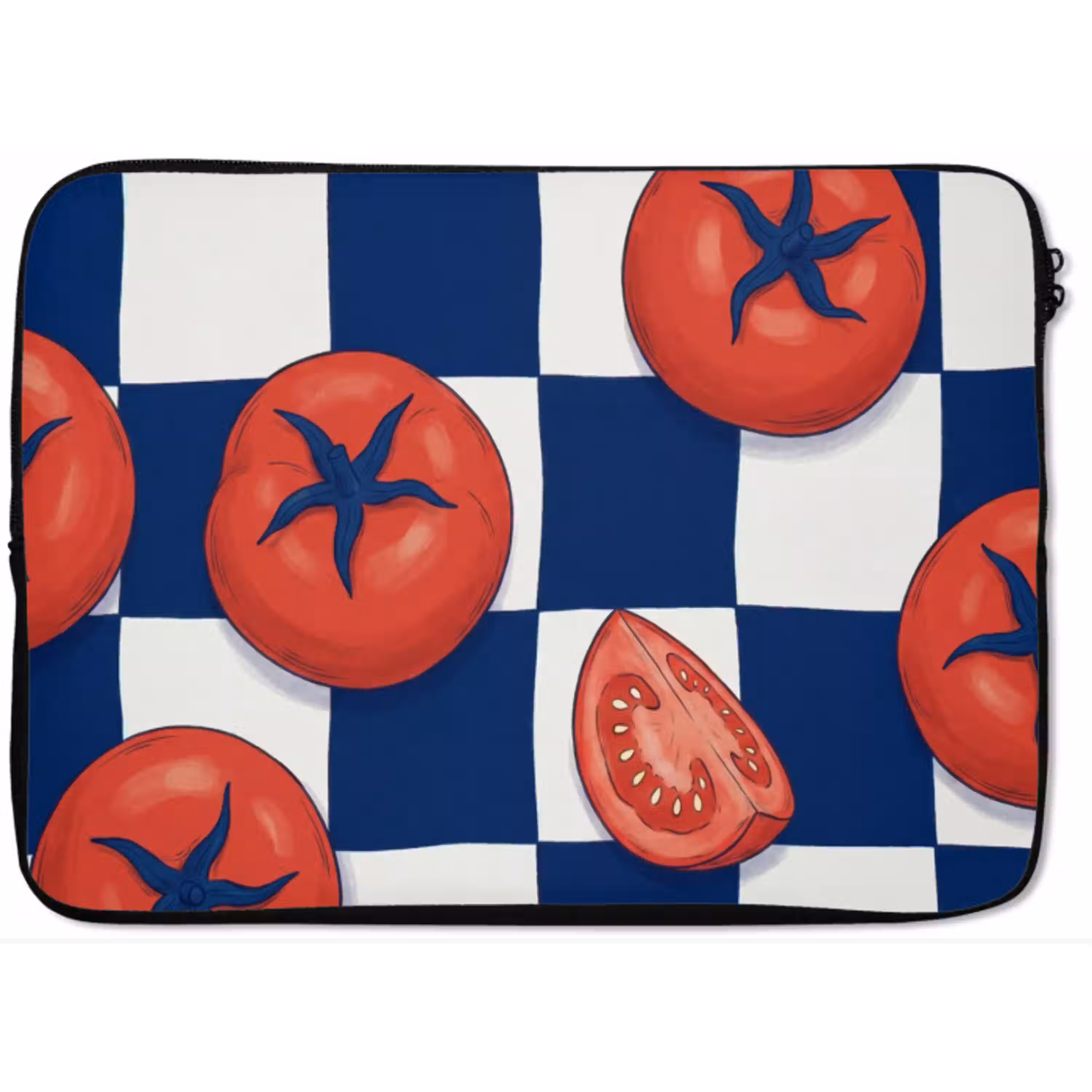 Eten - Tomaten - Keuken - Illustratie - Rood-Blauw laptophoes neopreen klein -zkaufland3dotto