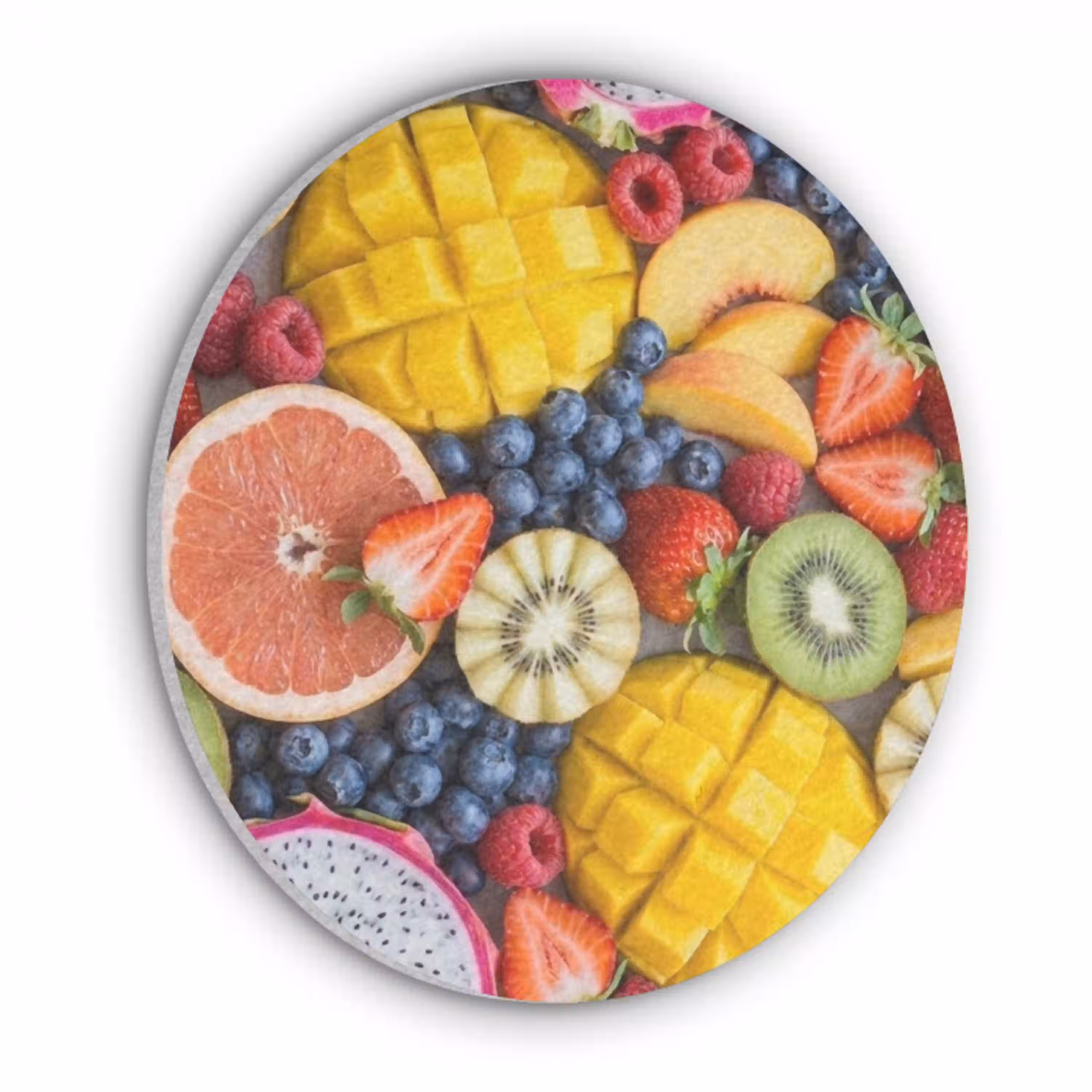 Fruit - Versneden - Kleurrijk - Eten - Gezond Akoestische PET Vilt - Rond klein -3d