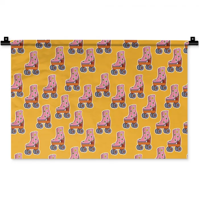Geel - Rolschaatsen - Patroon Wandkleed katoen klein 269 -zz3d