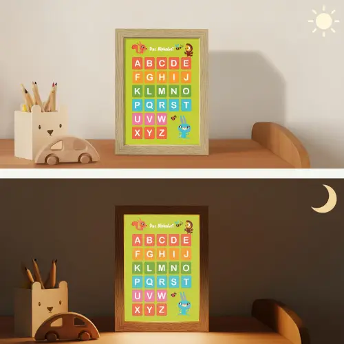 Educatief - Alfabet leren - Groen - Bosdieren - Letters Light Box met kabel klein -sfeer3_kind