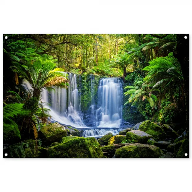 Tuinposter - 100x100 cm - Bos - Doorkijk - Stenen - Pad